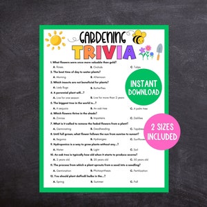 Gardening Trivia Game, Printable Spring Activity for Adults and Kids