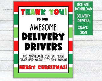 Delivery Driver Snack Sign, Printable Thank You Sign for Delivery Drivers, Snack Station for Delivery Drivers