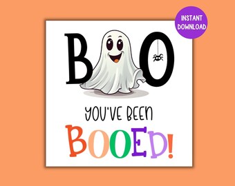 Printable Halloween Cookie Tag, You've Been Booed Treat Tag, Halloween Gift Tag, Booed Tag