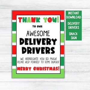 Delivery Driver Snack Sign, Printable Thank You Sign for Delivery Drivers, Snack Station for Delivery Drivers