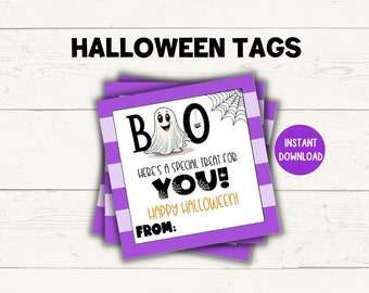 Printable Halloween Tags, Halloween Treat Bag Tags, Booed Tags,  Halloween Gift Tags