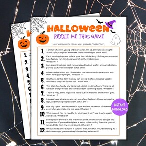 Halloween Riddle Me This, Halloween Trivia Game, Halloween Party Game, Halloween Game for Kids - Printable PDF