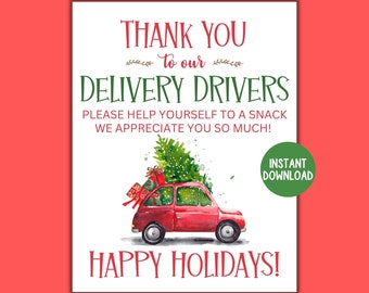 Delivery Driver Snack Sign, PRINTABLE, Delivery Driver Snack Printable, Christmas Delivery, Delivery Driver Thank You, Holiday Delivery
