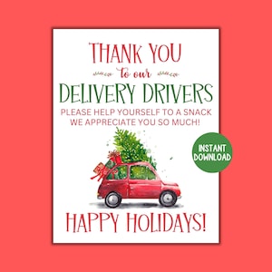 Delivery Driver Snack Sign, PRINTABLE, Delivery Driver Snack Printable, Christmas Delivery, Delivery Driver Thank You, Holiday Delivery