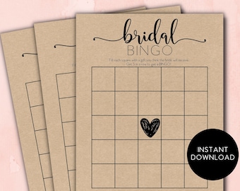 Minimal Bridal Bingo Game, Minimalist Bridal Shower, DIY Printable Bingo, Printable Bridal Shower Bingo