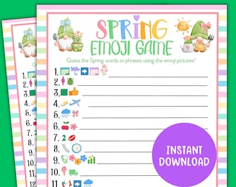 Spring Emoji Game, Spring Printable Game, Emoji Game, Spring Emoji Game for Kids and Adults and Classrooms