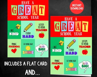 Printable Back To School Card, Teacher Card, 1st Day of School Card, Happy First Day of School, Have a Great School Year, Kids 1st Day