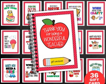 Teacher Gift Card Book, Printable Teacher Appreciation Gift, Teacher End Of Year Gift, Teacher Thank You, Personalized Teacher Gift