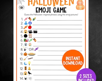 Halloween Emoji Game, Printable Halloween Activity, Fall Party Game Emoji Game for Kids and Adults and Classrooms, Halloween Party Game