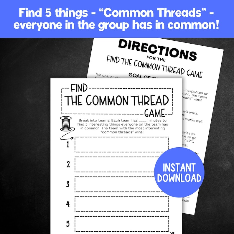 Icebreaker Game, Printable Find the Common Thread Game, Get to Know You ...