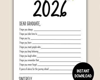 Graduation Wishes, Printable Wishes for the Graduate, High School, Elementary or College Graduate, Graduation Keepsake, Advice for Graduate