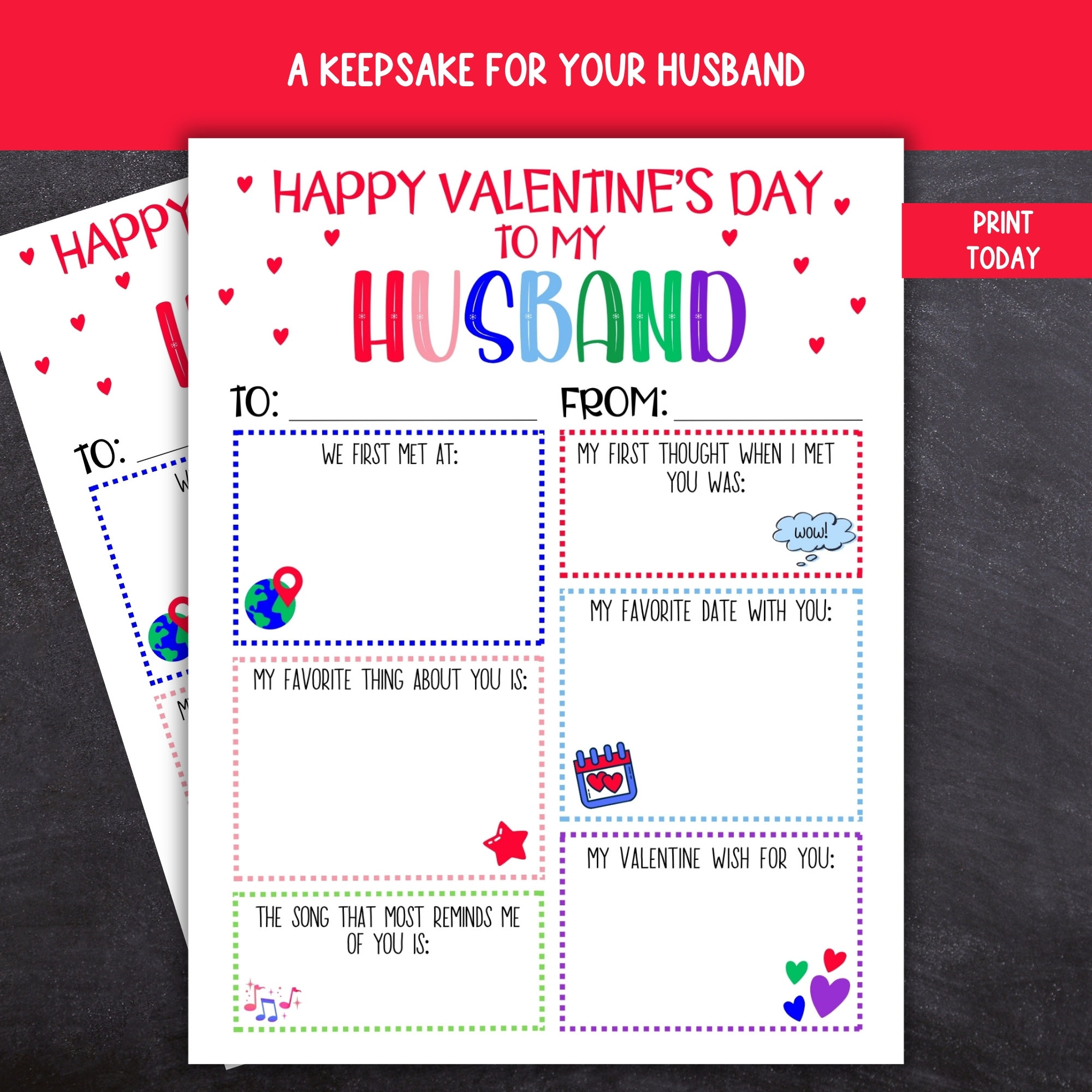 Valentines Card for Husband, Printable Husband Valentines Card ...