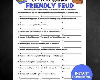 Office Friendly Feud Game, Printable Office Party Game, Easy Friendly Feud Game, Fun Work Activity, Team Building Game, Ice Breaker Game