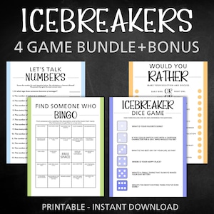 Icebreaker Games Bundle, Printable Conversation Starters, Pastel Party Starter Games, Get To Know You Games, Icebreaker Games