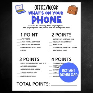 Office Icebreaker Game, Printable Employee Party Game, Office Party Game, Phone Trivia Game, Easy Party Starter Game, Trivia Icebreaker Game