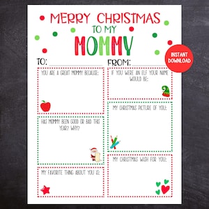 Mama Weihnachtskarte, druckbare Kinderweihnachtskarte für Mama, Andenken für Mama, Kinder füllen die leere Weihnachtskarte für Mama aus