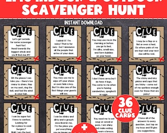 Indoor and Outdoor Scavenger Hunt, Printable Birthday Treasure Hunt for Kids, Tweens, Teens, Adults, Birthday Treasure Hunt, Birthday Game