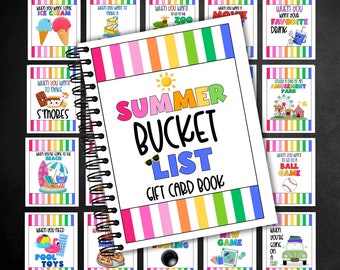Printable Summer Gift Card Book, Kids Summer Bucket List, End of the School Year Gift, Gift for Kids or Teachers or Families