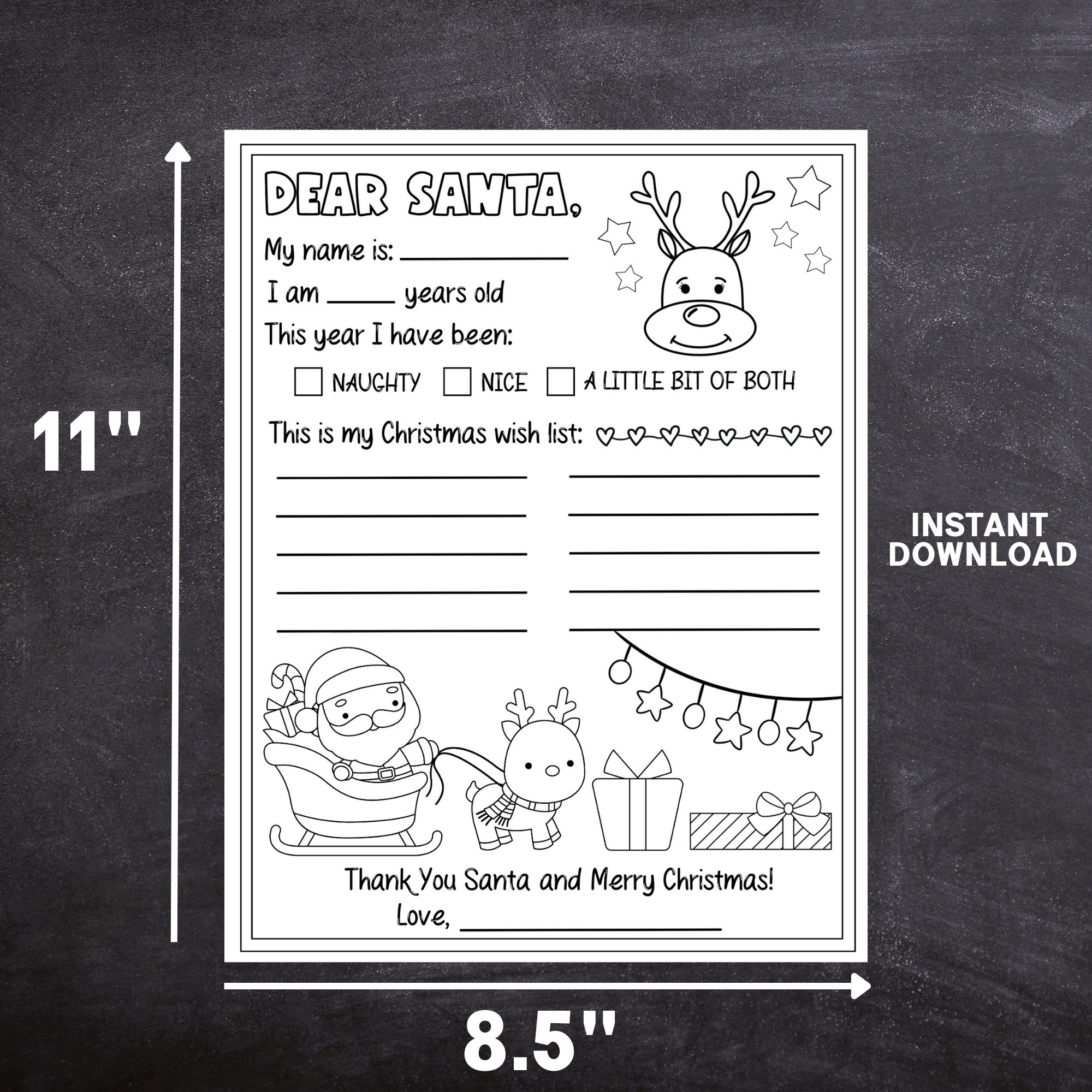Letter to Santa Coloring Page, Printable Dear Santa Letter, Kids ...