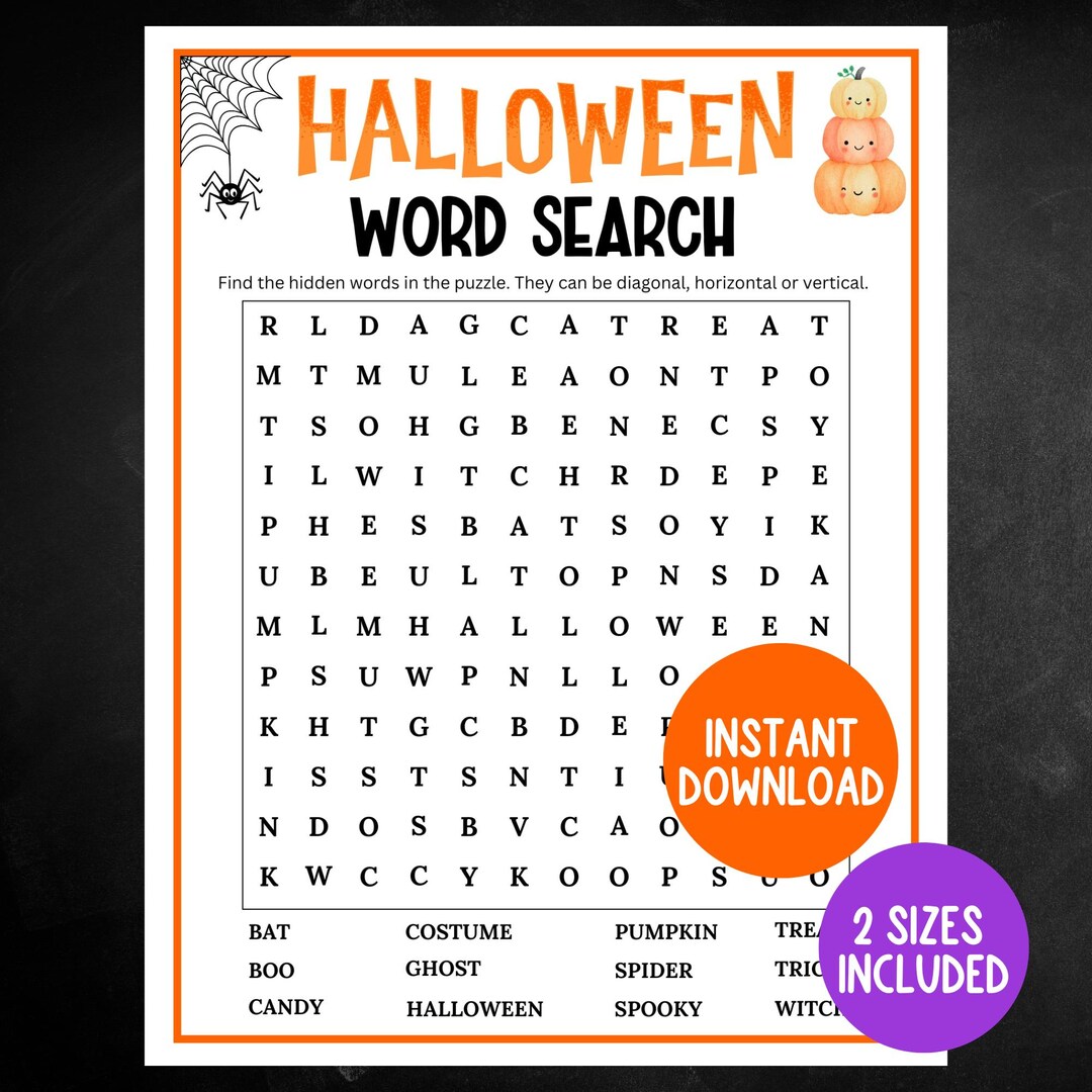 Halloween Word Search Printable Halloween Party Game Halloween Game Halloween word search printable halloween party game halloween game