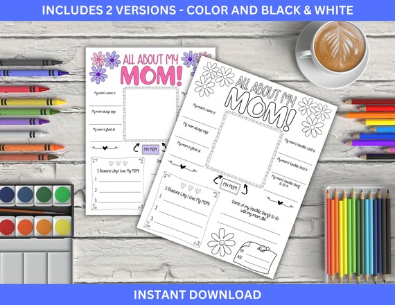 All About Mom, Mother's Day Gift, Kid's Gift for Mom, Mother's Day