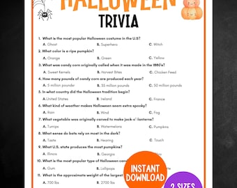 Halloween Trivia Game, Printable Halloween Party Game, Halloween Game for Kids and Adults