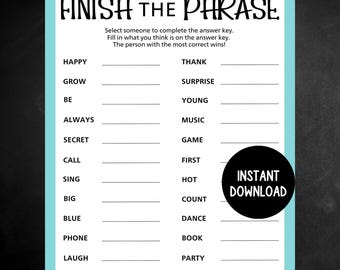 Icebreaker Game, Printable Finish the Phrase Game, Pastel Party Starter Game, Trivia Icebreaker, Finish the Phrase Game, Office Party Game