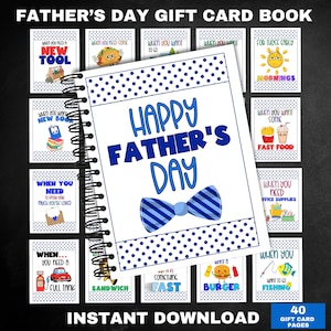 Libro de tarjetas de regalo para el Día del Padre imprimible, Regalo para niños para papá, Tarjetero de regalo para el Día del Padre, Regalo personalizado para el Día del Padre, Regalo para abuelo