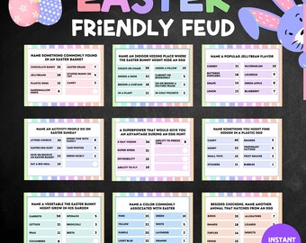 Easter Friendly Feud Game, Printable Easter Game, Easter Party Game, Easter Trivia Game Night, Easter Activity for Kids and Adults