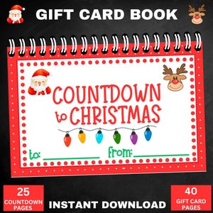 Weihnachtsgeschenkkartenbuch, druckbarer Countdown bis zum Weihnachtsgeschenk für Teenager, College-Weihnachtsgeschenk, Kinder, Lehrer und Weihnachtsgeschenk für Erwachsene