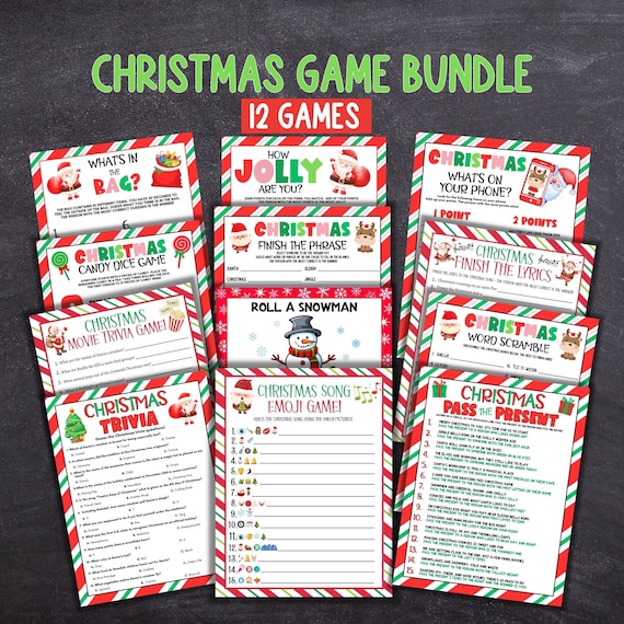 Christmas Game Bundle, Printable Christmas Party Games, Holiday Group Games