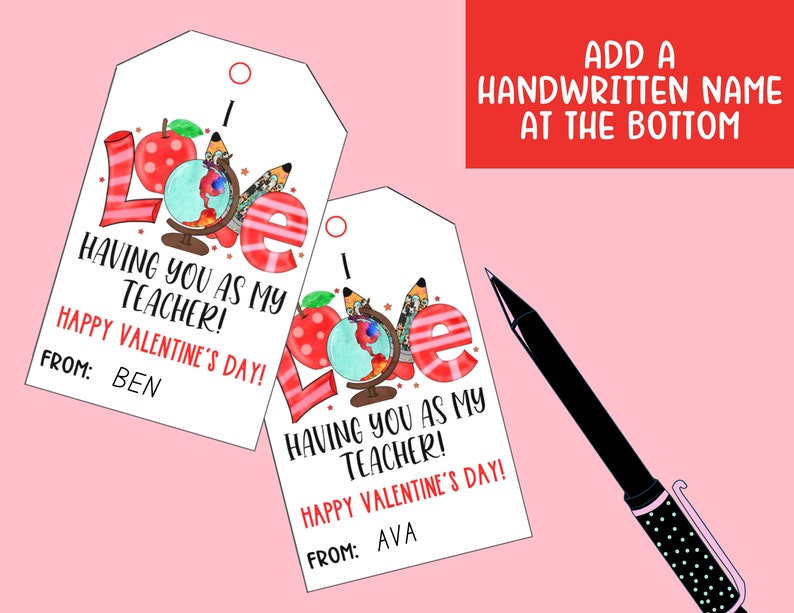Valentines Teacher Gift Tags Printable Teacher Gift Tags For Etsy