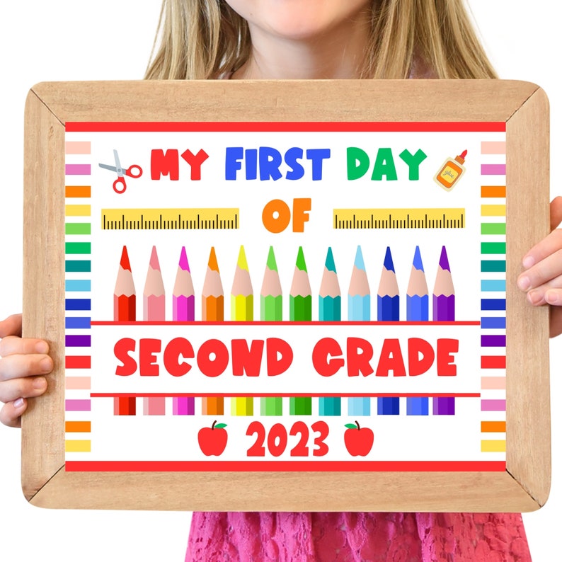 First Day of Second Grade 2023 Printable Back to School Sign - Etsy
