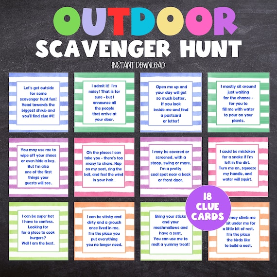 Outdoor Scavenger Hunt for Kids, Printable Birthday Scavenger Hunt for Tweens and Teens, Birthday Treasure Hunt, Scavenger Hunt for Adults