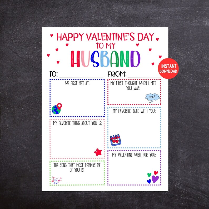 Valentines Card for Husband, Printable Husband Valentines Card ...
