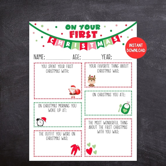 Baby's First Christmas Form, Printable Christmas Keepsake for Baby, Christmas Memory Box, Christmas Questionnaire
