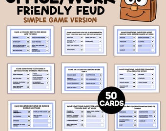 Office Friendly Feud Game, Printable Office Party Game, Simple Friendly Feud Game, Fun Work Activity, Team Building Game, Ice Breaker Game