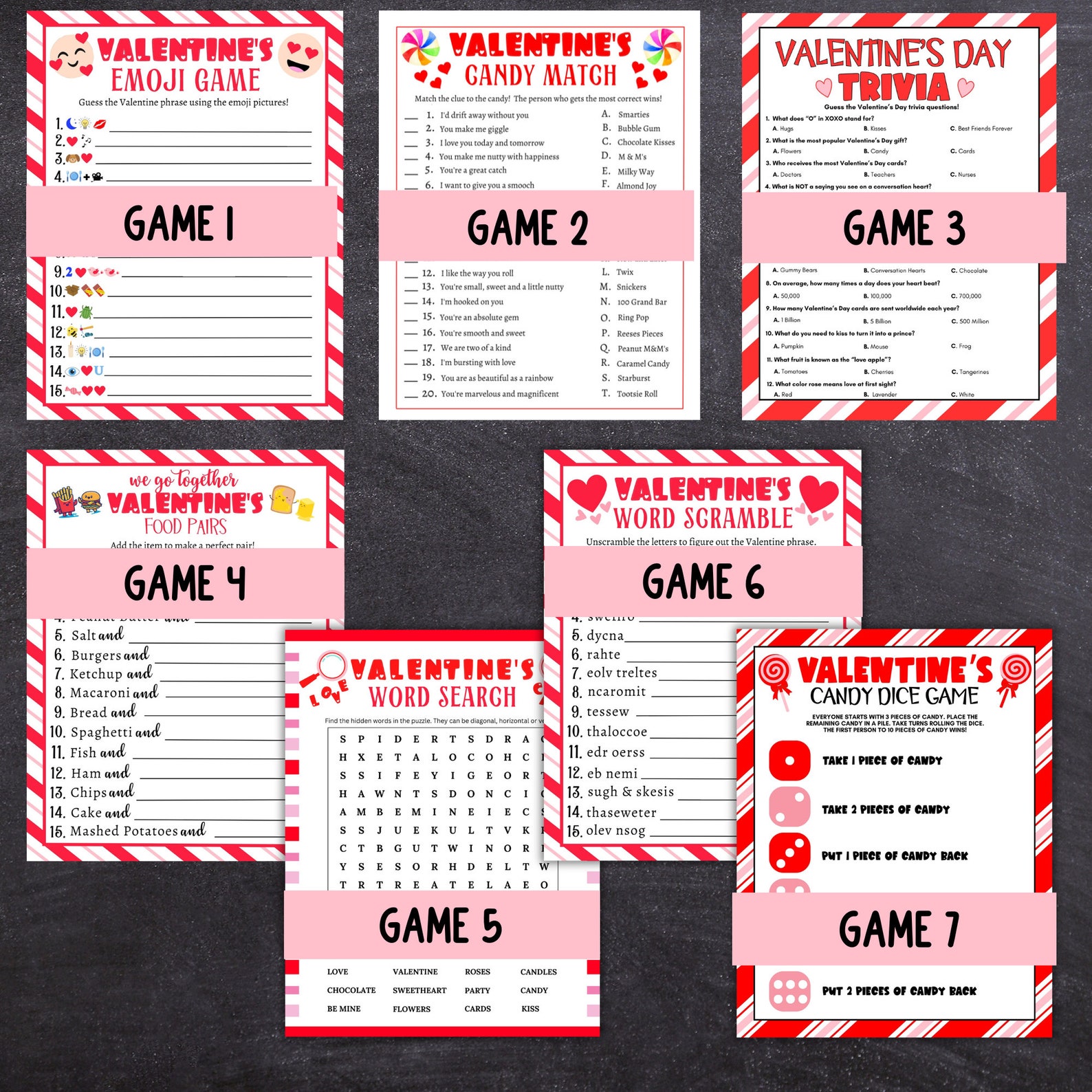 Valentines Day Games, Printable Valentines Game Bundle, Valentines ...
