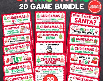 Weihnachtsspiel-Bundle, druckbare Weihnachtsfeierspiele, Feiertagsgruppenspiele, Weihnachtsfamilienspiele, Klassenzimmer-Weihnachtsspiele