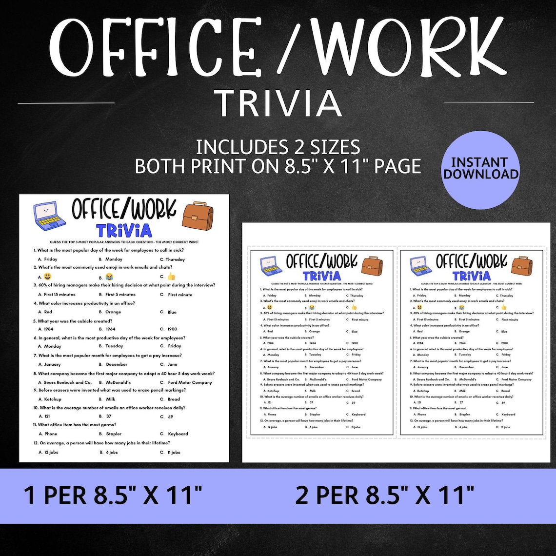 Random Employee Trivia Employee Ice Breaker Game, Printable Office Trivia Game, Get to Know ...