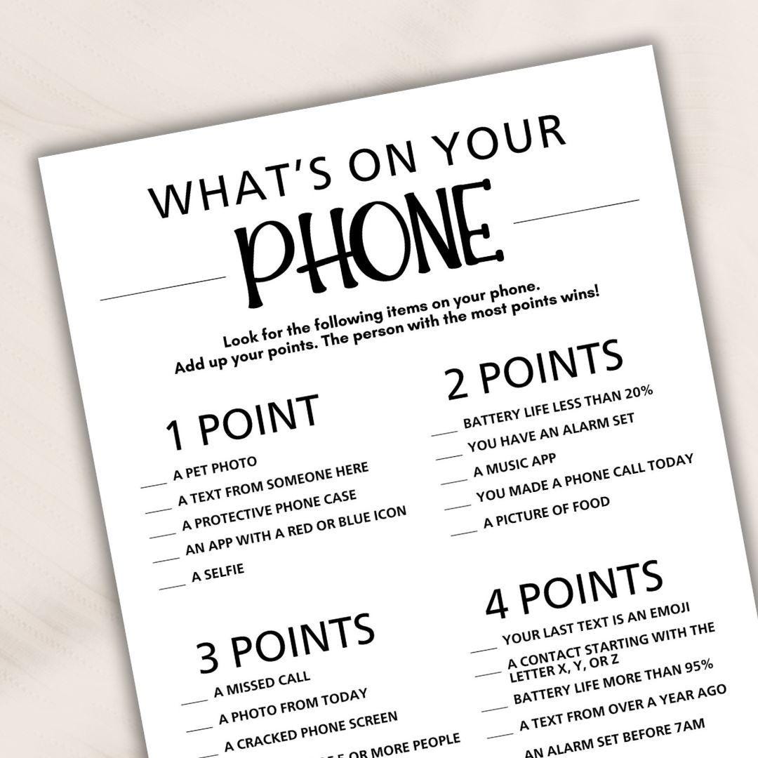 Icebreaker Game Printable Whats On Your Phone Game Phone Trivia Game Icebreaker Game Printable Whats On Your Phone Game Phone Trivia Game