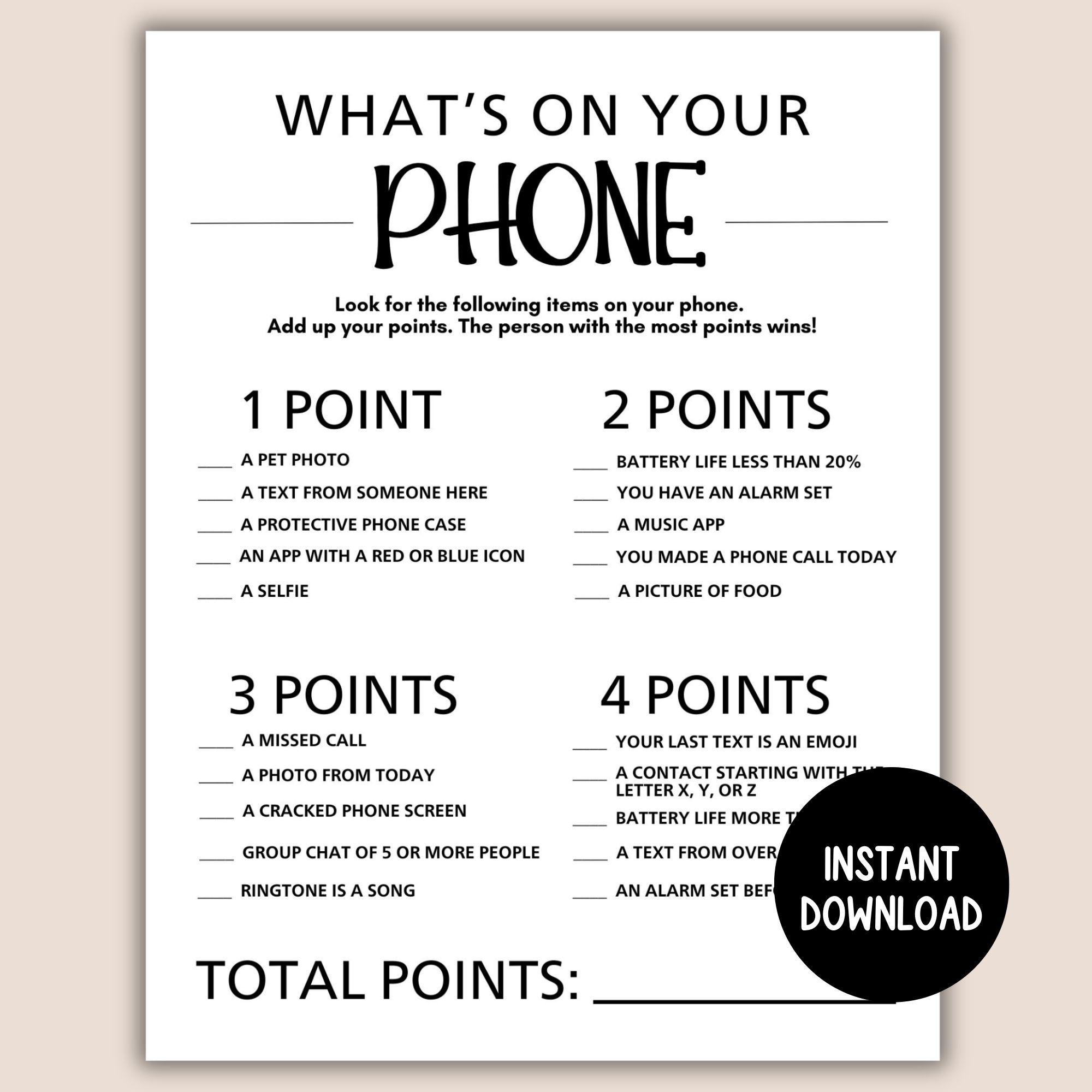 Icebreaker Game Printable Whats On Your Phone Game Phone Trivia Game Icebreaker Game Printable Whats On Your Phone Game Phone Trivia Game