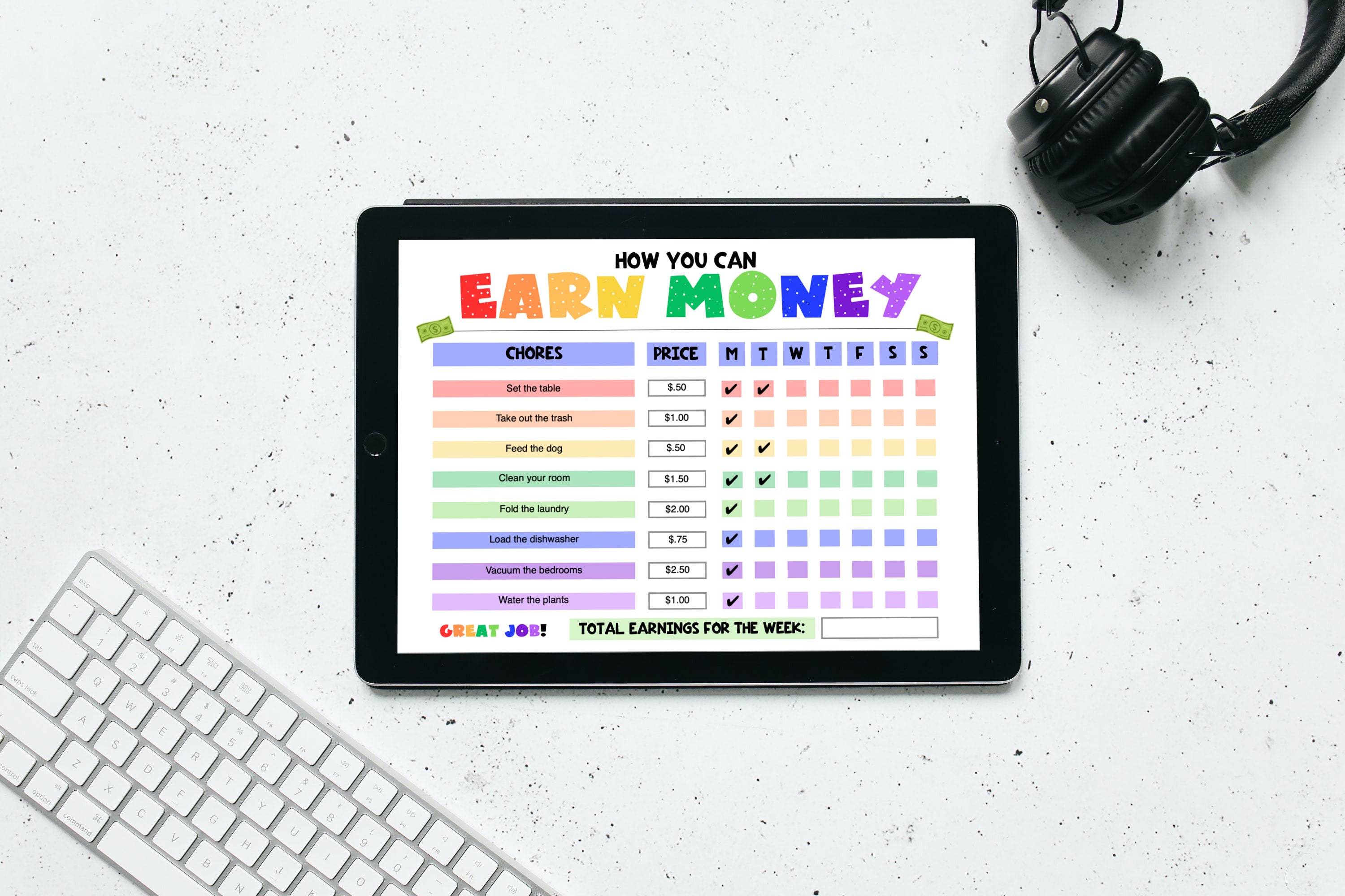 How to Earn Money Chore Chart, Editable Allowance Chore Chart for Kids ...