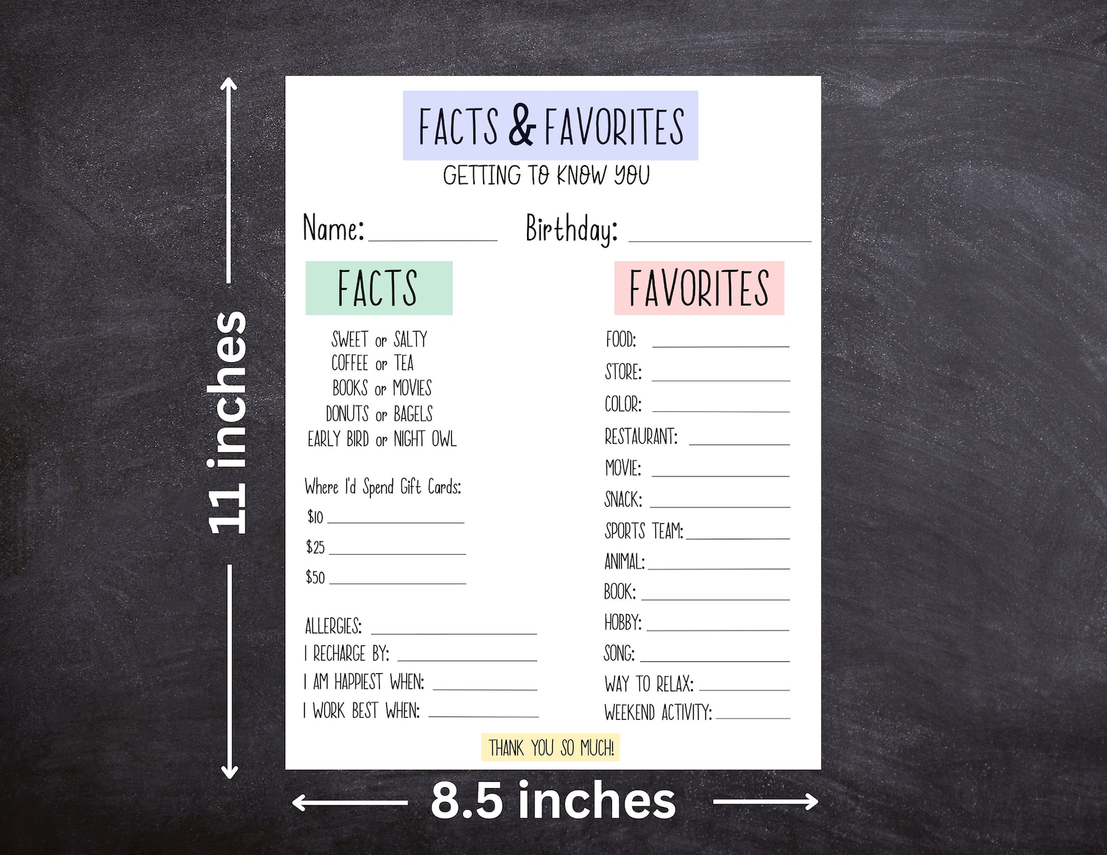 Printable Get to Know You Questionnaire, All About Me Form for ...