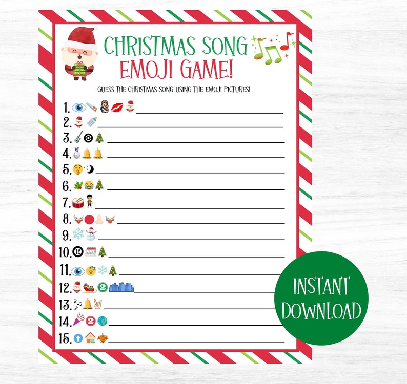 Christmas Songs Emoji Pictionary Game Fun Christmas Game - Etsy