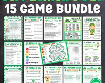 Printable St. Patrick's Day Games Bundle, St. Patrick's Day Games for Kids, Adults and Classrooms
