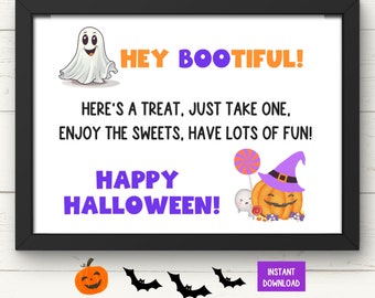 Trick or Treat Help Yourself Sign, Take A Treat Sign, Halloween Night Trick or Treat Sign, Please Take Halloween Candy Sign