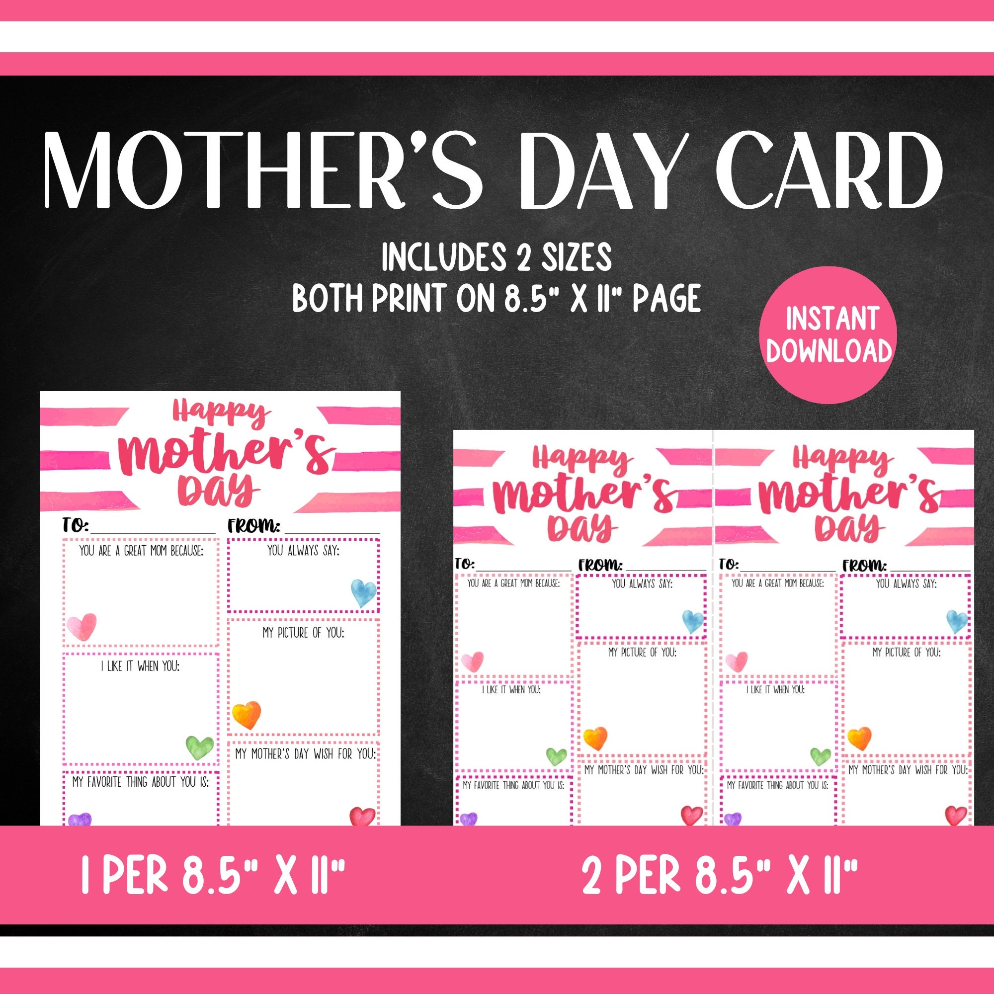 Mother's Day Card for Kids, Printable Kids Mother's Day Card, Mother ...