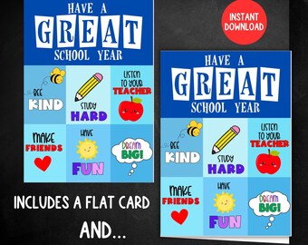 Printable Back To School Card, Teacher Card, 1st Day of School Card, Happy First Day of School, Have a Great School Year, Kids 1st Day