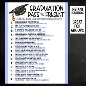 Pass The Present Graduation Game, Printable Group Graduation Game, Left Right Game for Graduation, Easy Graduation Game for Kids and Adults